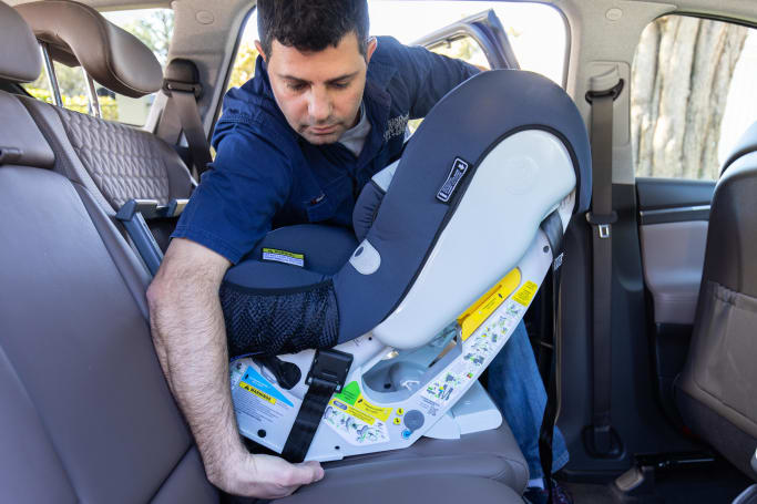 rear facing car seat in van