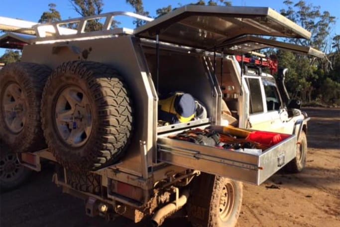 Camp canopy shop setup