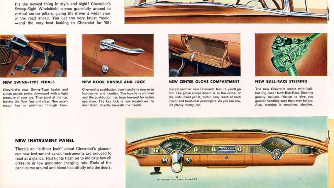 The Chevrolet Bel Air had a gigantic fan-shaped instrument cluster.
