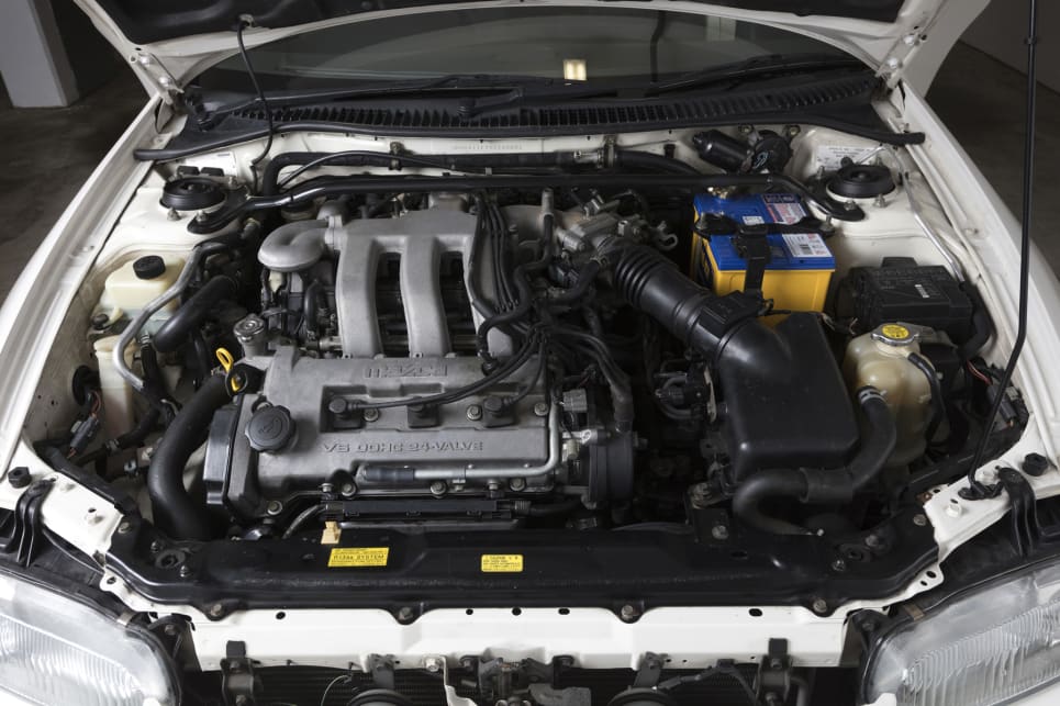 Under the bonnet of this top-spec example is a 2.0-litre V6 engine, the only time a six cylinder was offered in the 323 line-up.