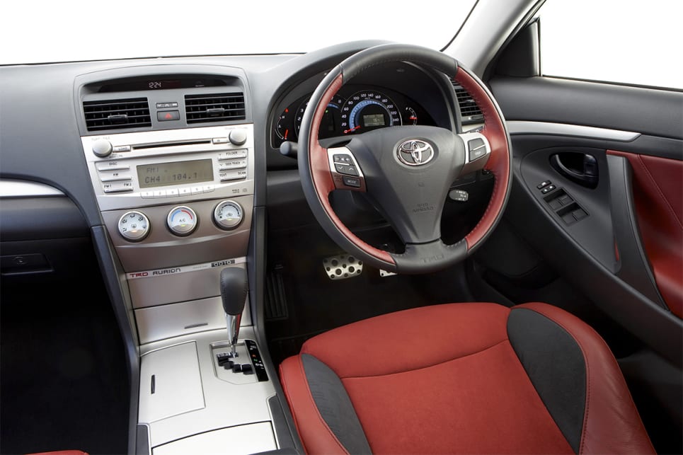 Despite the splashes of red and the TRD badges, the interior is much the same as a regular Aurion.