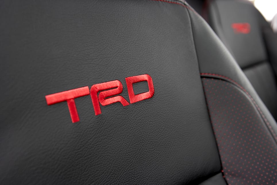 'TRD' embossed leather seats - could be interesting for the person who doesn't know what the expansion is.