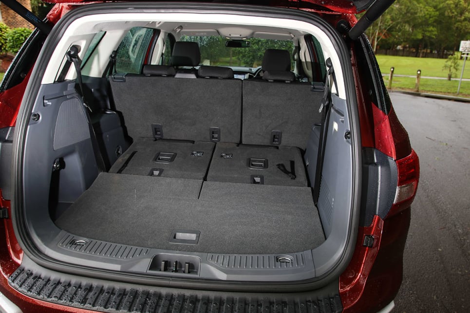 The third row of seats folds down quickly and easily. (Image credit: Tim Robson)