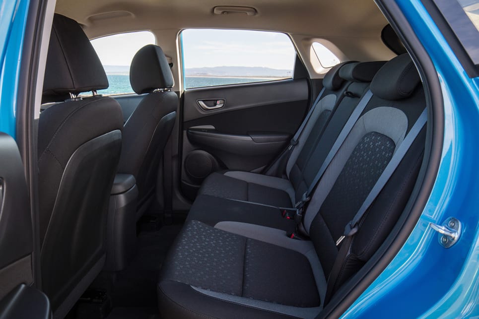The Kona has a fairly sparse backseat that lacks air vents, power sources or USB connection.