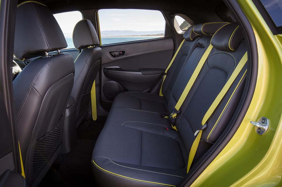 Clever use of the space inside means the Kona's backseat actually isn’t too tough a place to spend a time.