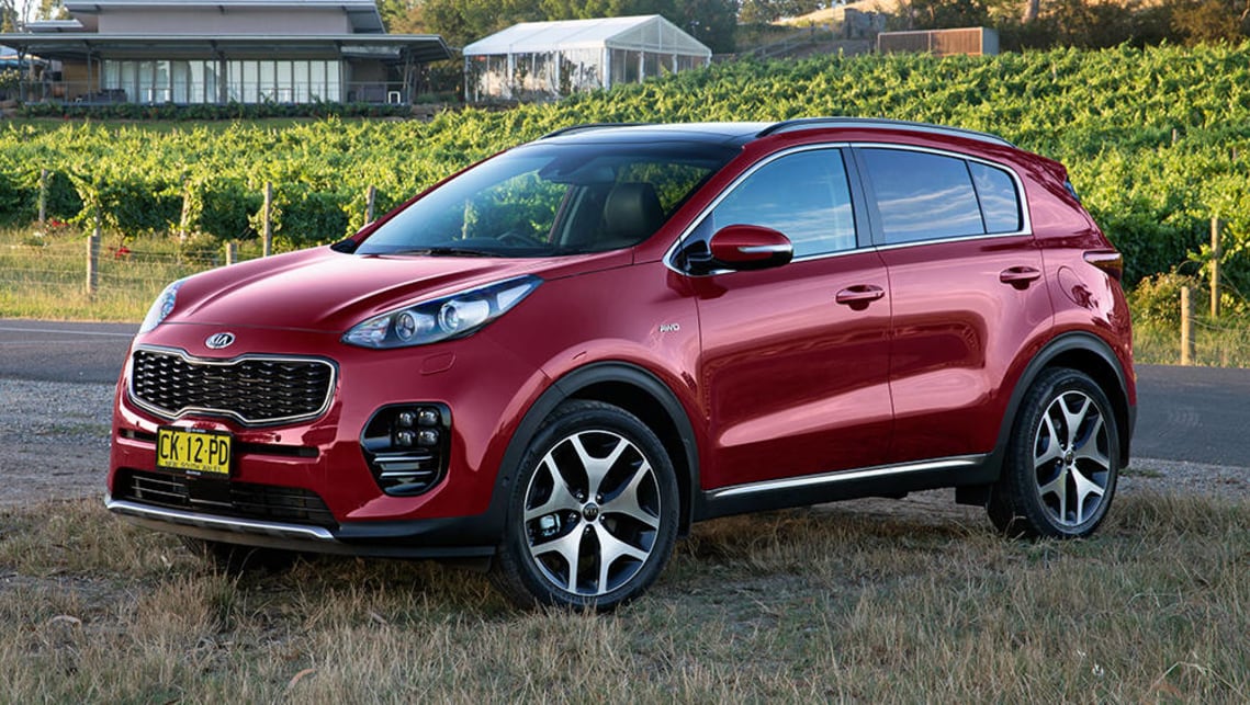 The current Kia Sportage should be able to accommodate three child seats across the back seat.