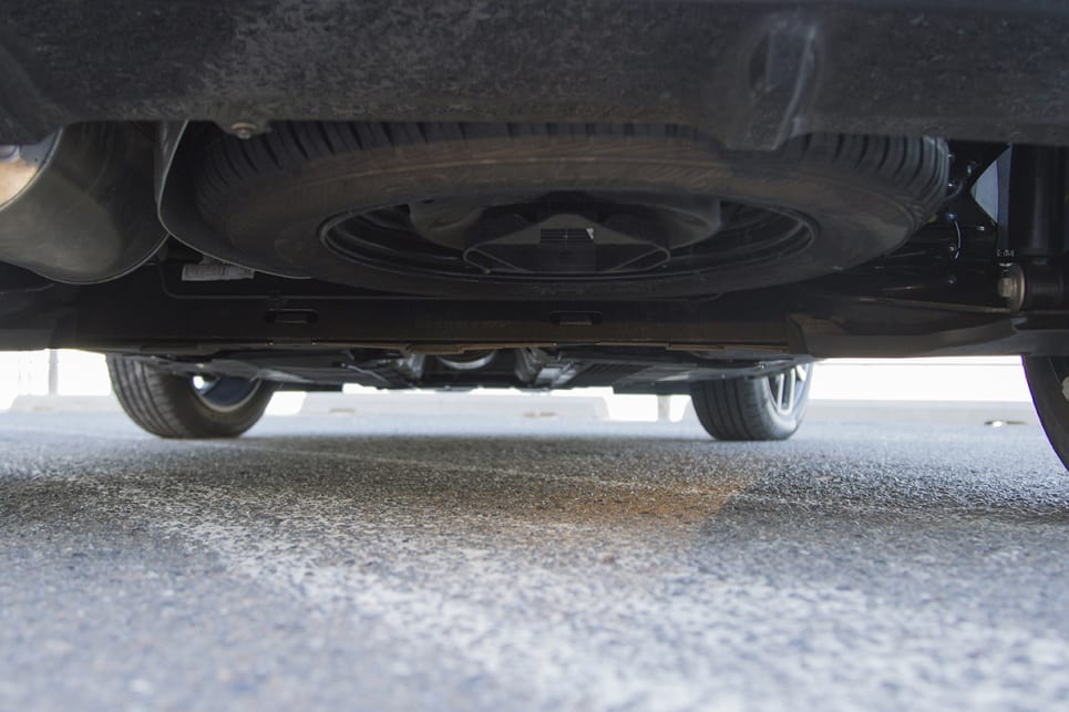 The space-saver spare tyre is founded underneath the car. (image credit: Max Klamus)
