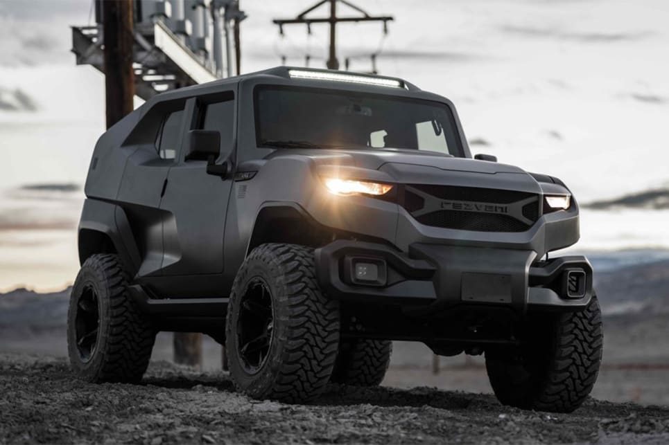The Tank X uses a Jeep Wrangler chassis, and the engine from the Dodge Challenger Hellcat.