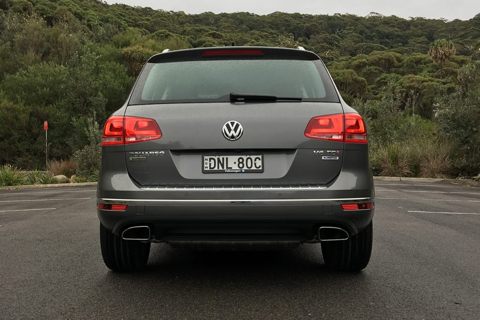 The squared-off boot, that sits below a shark-fin antenna and above two silver-tipped exhaust outlets of the Touareg, still look modern. (image credit: Andrew Chesterton)