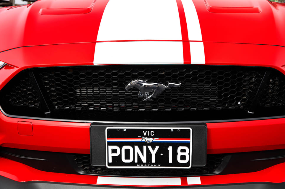 You won't find a Ford badge on the Mustang. Well there is one...