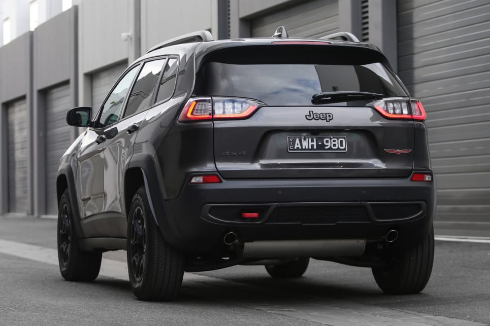 New LED tail-lights and a composite tailgate join a new bumper skin on the rear, while roof rails are now standard. (Trailhawk pictured)