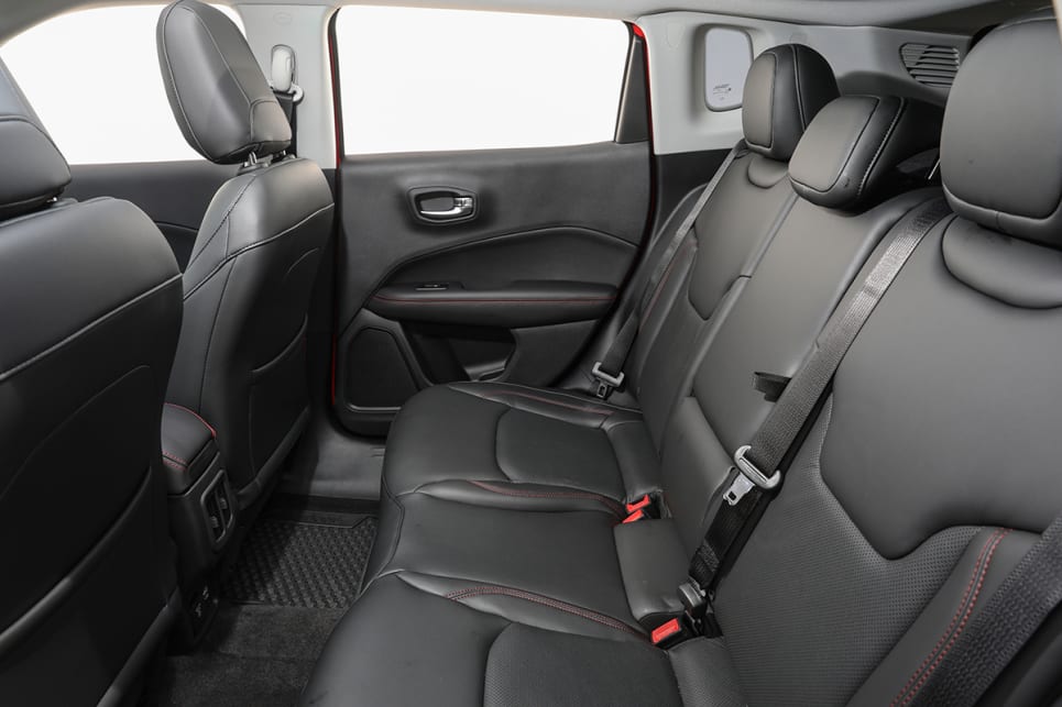 Rear legroom for me was great with about 40mm of space between my knees and the seat back which was in my driving position. (Jeep Compass Trailhawk pictured)