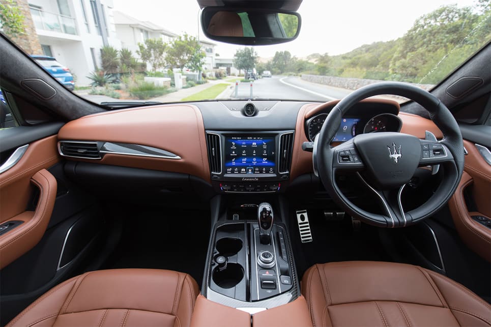 The dash upholstery is finished in an extra special brown and black nubuck leather. (image credit: Dean McCartney)