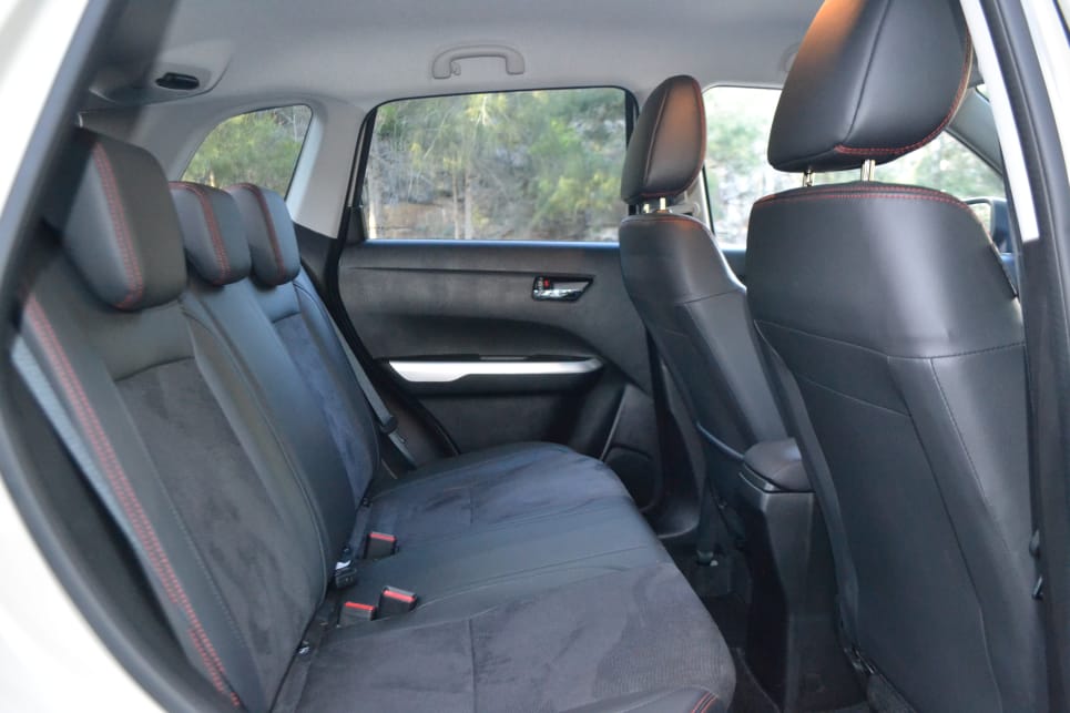 With the rear seats up legroom in the back is great for the class.