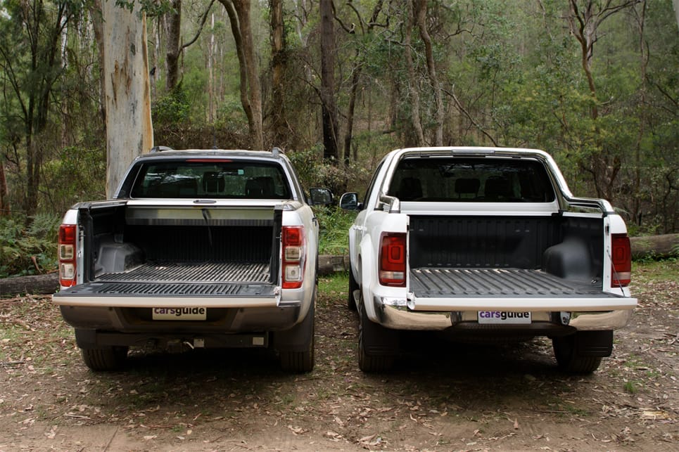 The Ranger's dual cab tub dimensions aren't as commodious as the Amarok's.