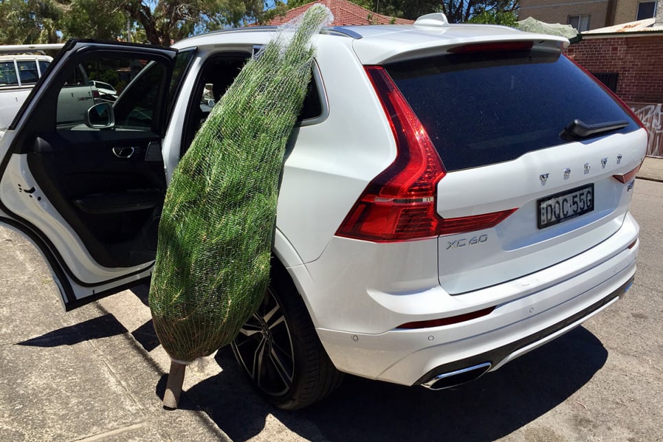XC60s with the optional air suspension, like ours, can lower themselves to make loading the boot easier.