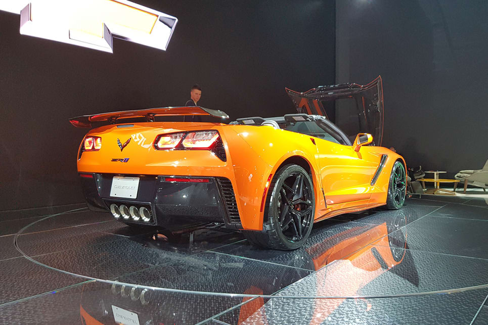 The Corvette ZR1 Convertible has more than a hint of Lambo about it. 