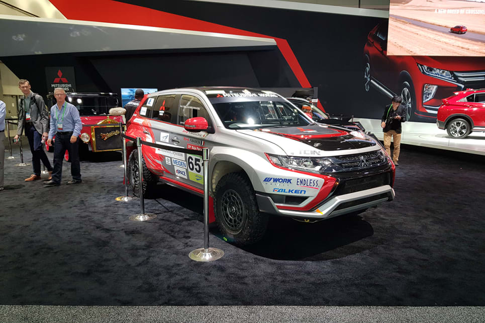 Mitsubishi's Outlander PHEV claimed a class victory and 19th outright in the 2014 Australasian Safari desert rally. (image credit: Malcolm Flynn)