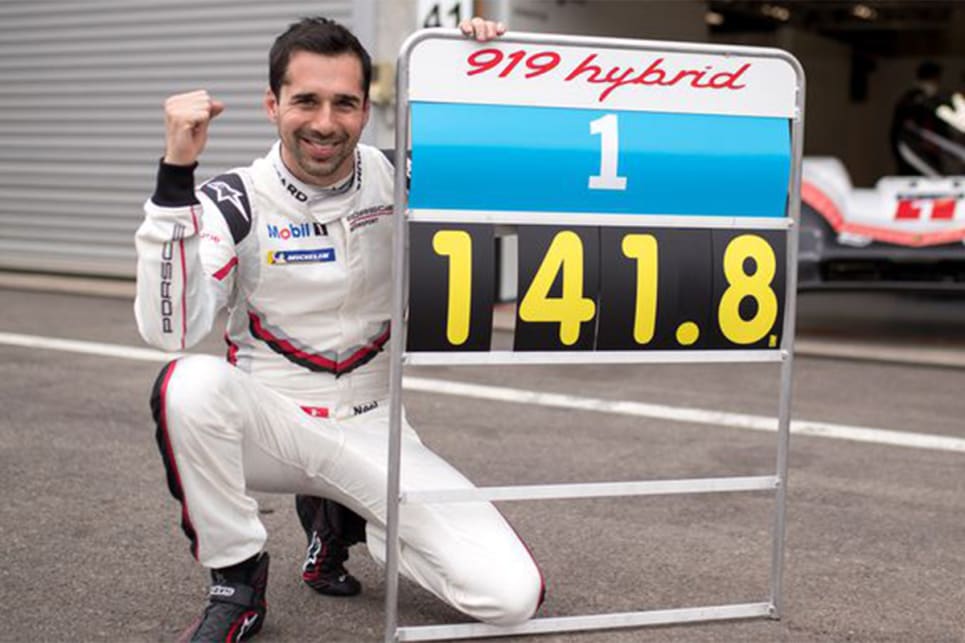 Porsche factory driver Neel Jani bested the time Hamilton set in qualifying last year at the legendary circuit. (image credit: Road and Track)