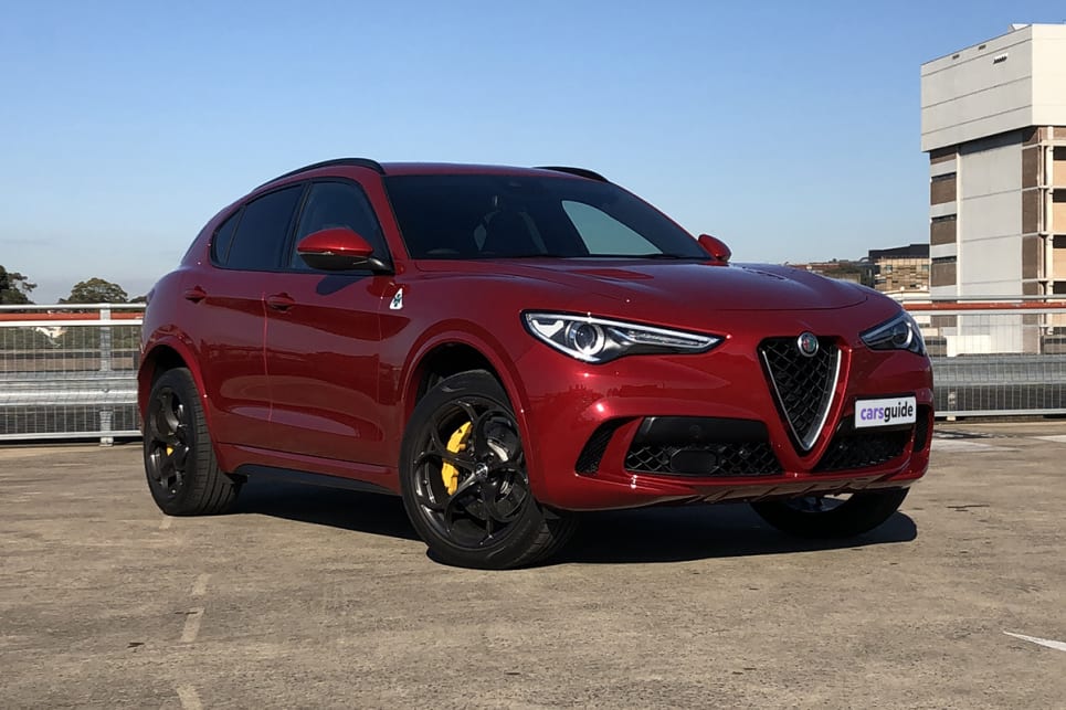 Being the fastest, meanest version of the Stelvio SUV, the Quadrifoglio makes itself known by the more aggressive front bumper and giant air intakes.
