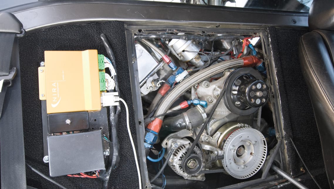 Apparently, the Hemi's factory water pump protruded into the cabin too much. A Chev water pump was deemed more 'suitable'. (image credit: Hotrod.com)