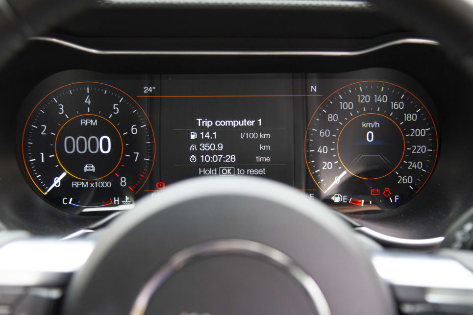 The Mustang gets a full digital dashboard with loads of adjustability.