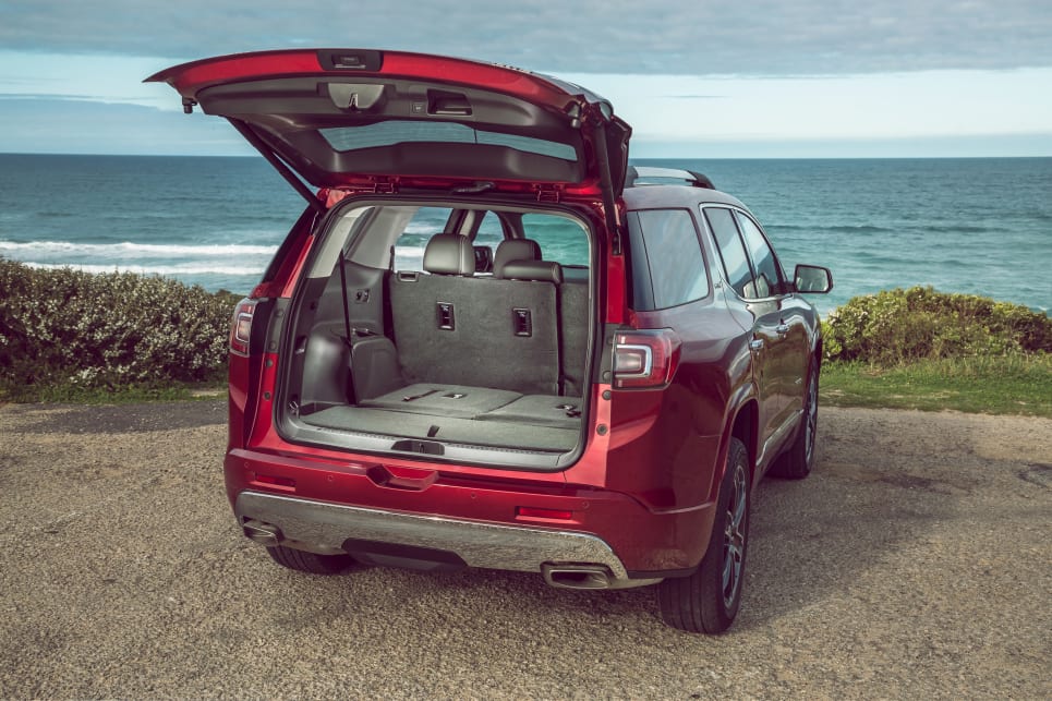 With the third row folded flat the luggage space of the Acadia is 1042 litres.