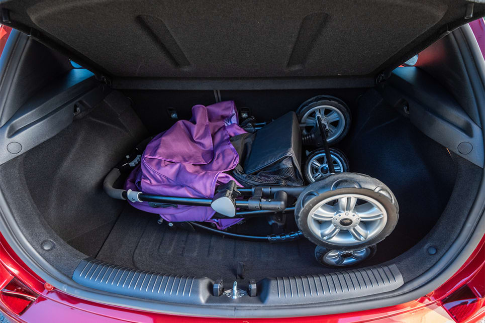The i30's boot can comfortable fit the CarsGuide pram.
