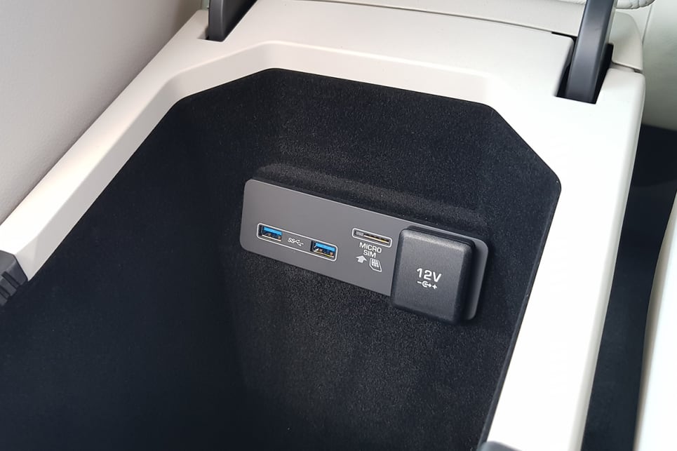 There are ample 12-volt power outlets and USB points throughout the cabin. 