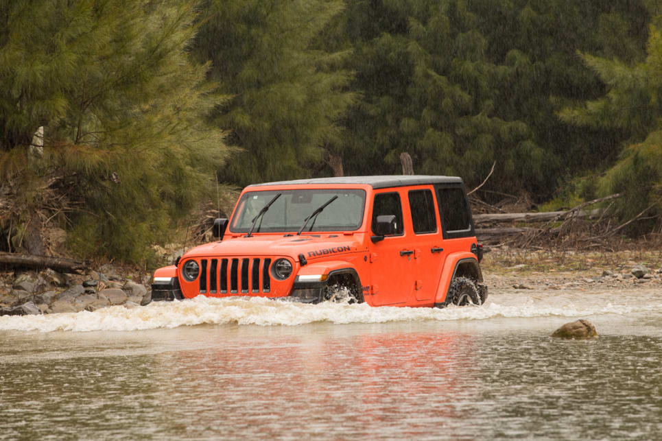 The Rubicon has a standard wading depth of 762mm. It has a bit more ground clearance and almost 40cm more wading depth than the Jimny. (image: Brendan Batty)