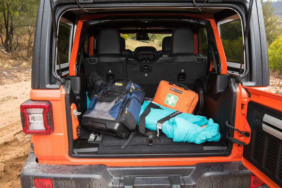 Rear cargo space for the Rubicon is listed as 2050 litres (with seats folded down), and 897 litres with rear seats in use. (image: Brendan Batty)