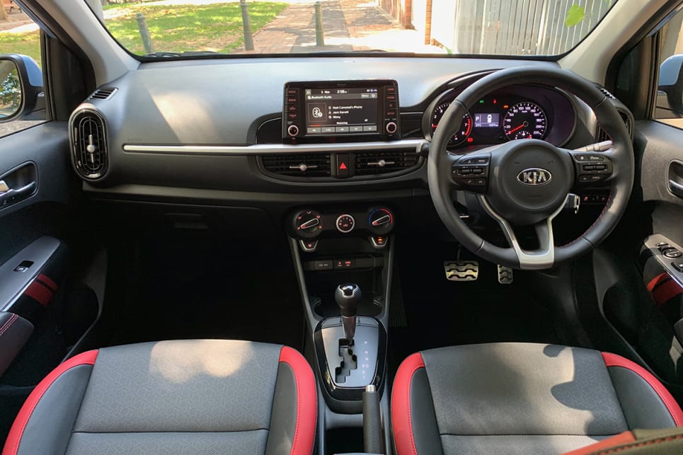 Inside is fairly standard but because I'm in the Picanto X Line, there are a few extra features.