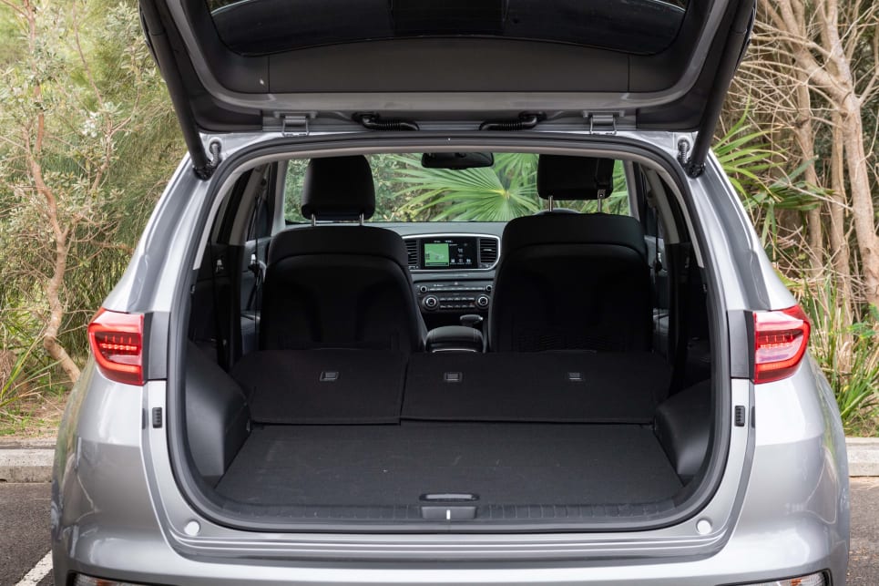 With the back seats folded down, the Kia Sportage offers a bit of extra boot space. 