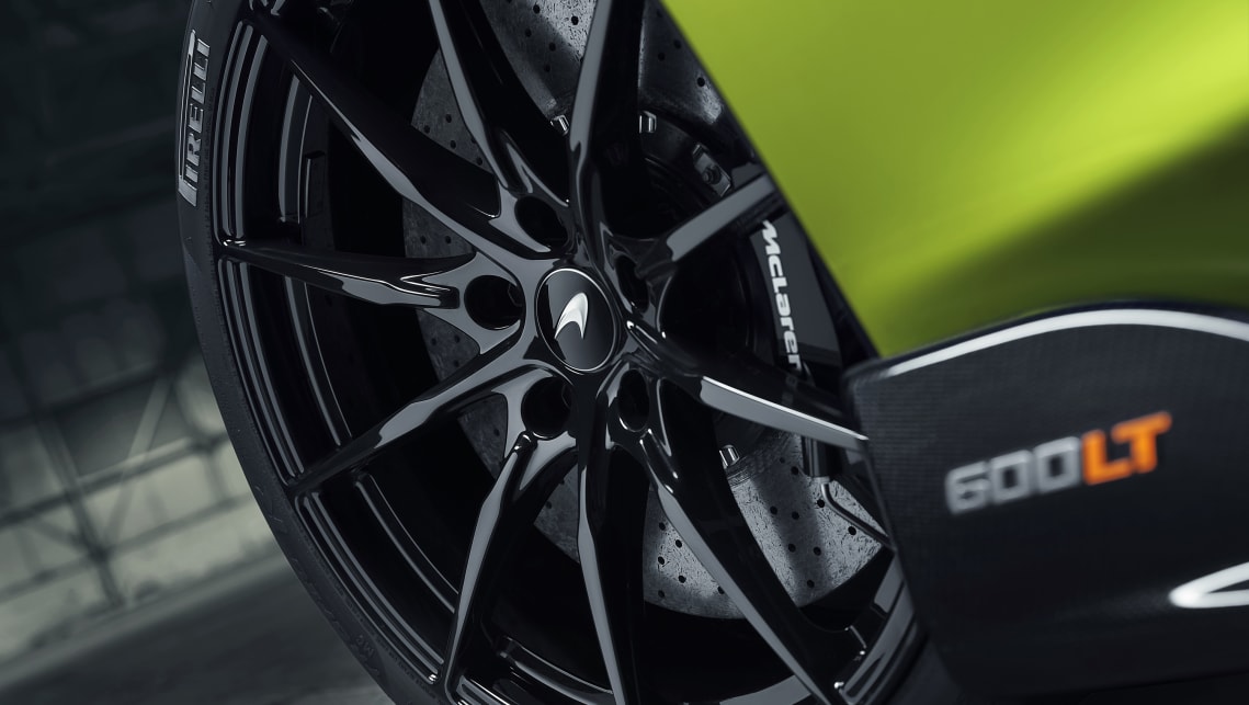 The 600LT's wheels feature titanium wheel bolts, to help reduce weight.