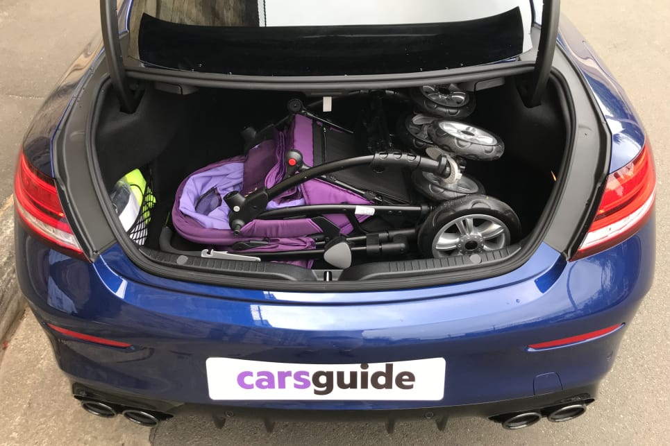 The boot was enough to swallow the CarsGuide pram...
