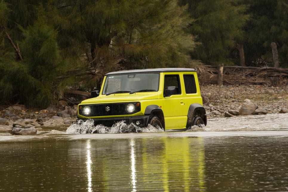 The Jimny has a wading depth of 300mm, and while there was a fair bit of rocking and rolling as the little Zook trucked over the submerged rocks in the creek bed – a failure to progress was never a possibility. (image: Brendan Batty)