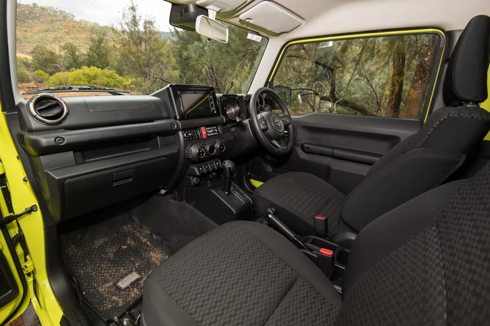 The Jimny's cabin is, as expected, a small space but it has a few small storage options. (image: Brendan Batty)