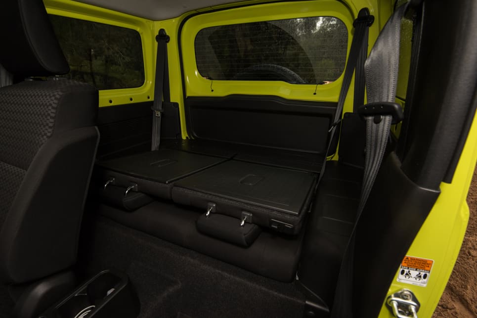 The Jimny is better suited to two-up touring, freeing up that rear cargo area (830 litres with rear seats folded down). (image: Brendan Batty)
