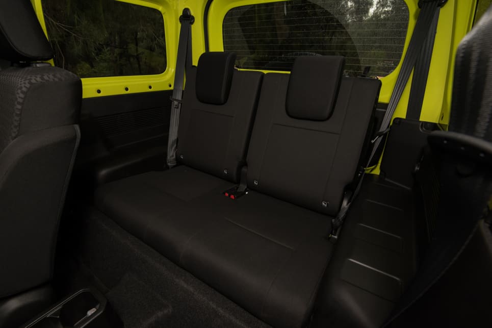 The four-seater Jimny has ISOFIX child seat mounts in the rear seat. (image: Brendan Batty)