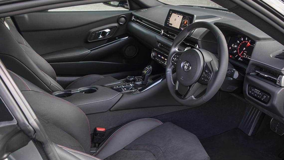 Inside, an asymmetric centre console sets up a classic cockpit style interior, and the digital instrument layout is exactly what you want in a performance-focused coupe.