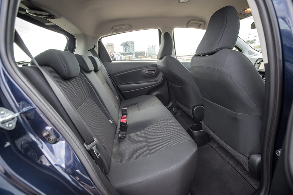 Toyota Yaris Ascent rear seat configuration.
