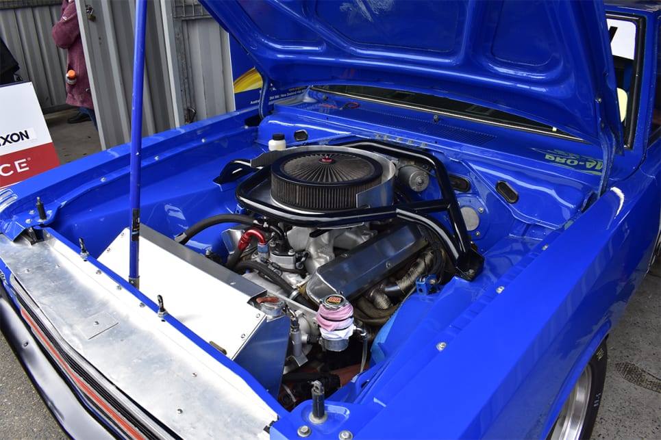 Gone is the screaming in-line six of Cameron Tilley's Pacer, replaced with a 5.9-litre V8.
