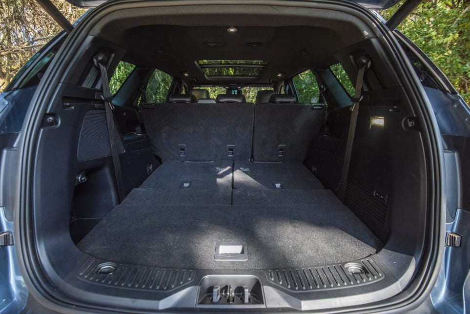 With five seats up the Everest has 1050L (SAE) of boot space (pictured: Ford Everest Titanium).