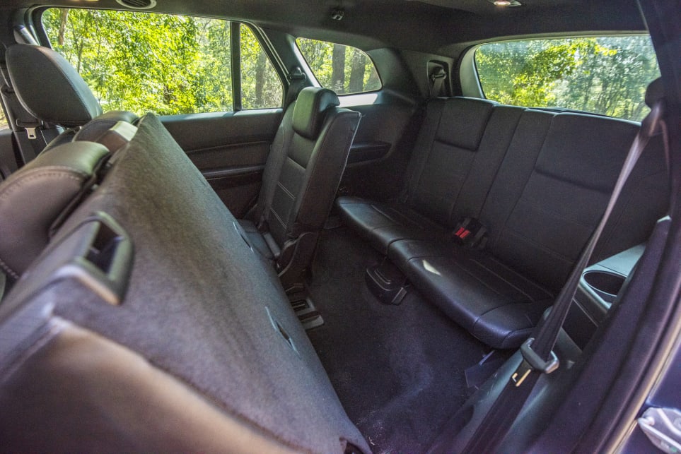 The Everest doesn't allow for the seat base to fold up for easy access to the third row (pictured: Ford Everest Titanium).