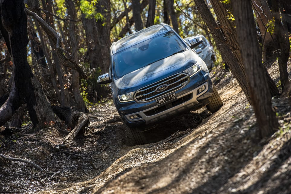 The Everest's descent control system delivered controlled and sustained momentum (pictured: Ford Everest Titanium).
