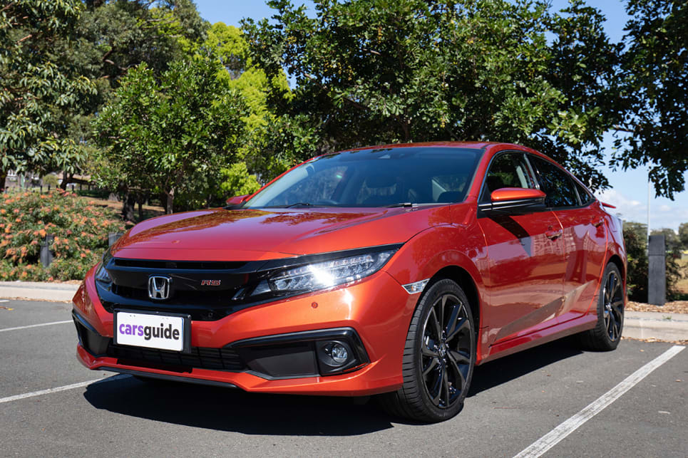 With a glossy black grille and tyre rims, the Civic RS model stands out as one of the better looking in the range. (image: Dean McCartney)