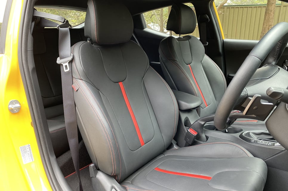 The Hyundai Veloster Turbo Premium has heated and ventilated electric front seats.
