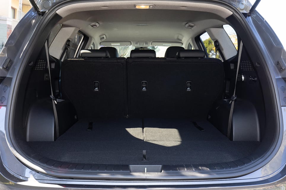 With the third-row seats folded flat, boot space is rated at 547 litres.