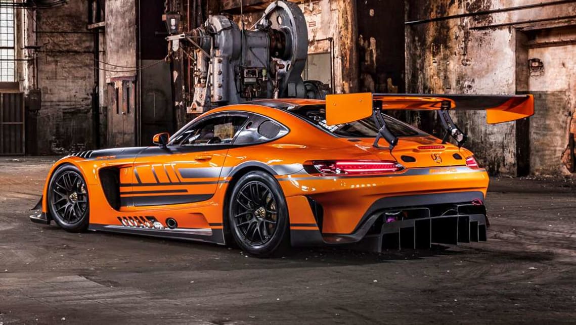 The revised GT3 wears an adjustable rear wing and tail-lights that match the recently facelifted Mercedes-AMG GT road car.