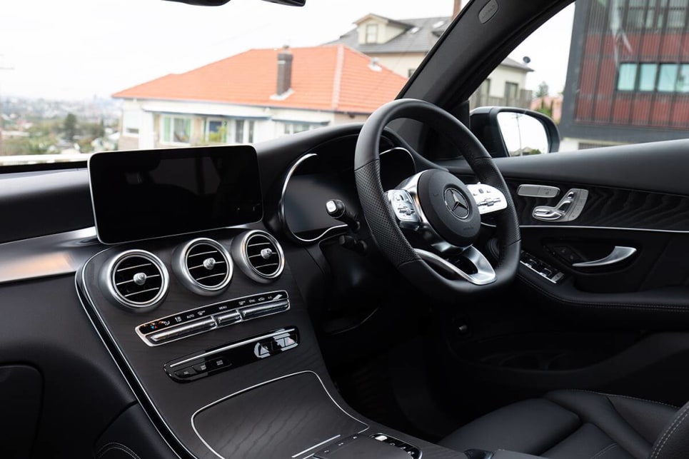 Brushed metal trims all through the GLC 300 interior give the whole car a premium feel. (image: Dean McCartney)